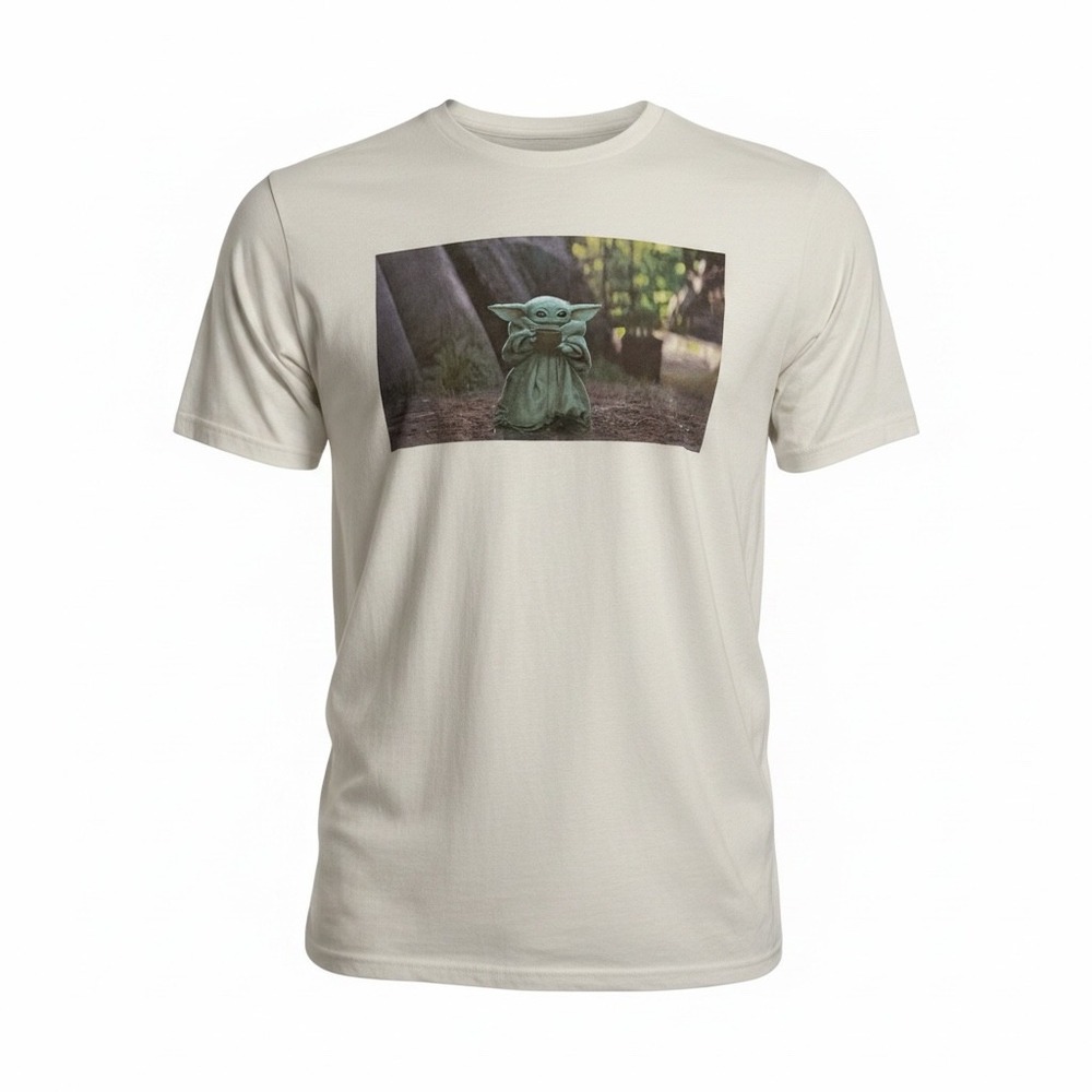 Star Wars The Mandalorian Baby Yoda Grogu Soup Meme Graphic Tee Cream Mens L